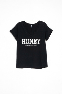 Remera Ficus, Remera manga corta escote en V Honey Monami