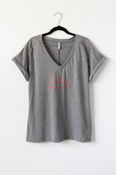 Remera PHILIP AMOUR, Remera de algodón lisa escote en v y manga corta dobladillada, ESTAMPA PHILIP AMOUR