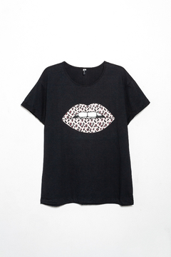 Remera Sharik, Remera básica algodon estampa Labios print, Syes talles grandes