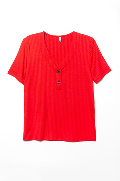 R1160 Syes, Remera morley detalle en escote, Talles grandes - comprar online
