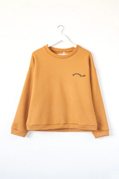Buzo AMELIE, Buzo recto con cuello redondo estampado " Good energy" - tienda online