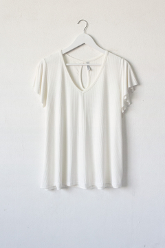 Remera ANNE-SOPHIE, Remera de morley evasé con volados en manga y abertura en espalda