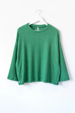 Sweater RENÉ, Sweater oversize manga caída con botones laterales
