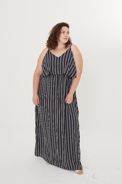 Vestido LILY RAYADO, Vestido largo con abertura en laterales y breteles