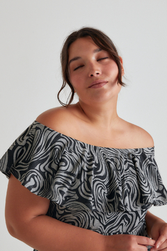 Vestido Spersak Cebra, Vestido de modal con volado en busto - SYES | Mayorista