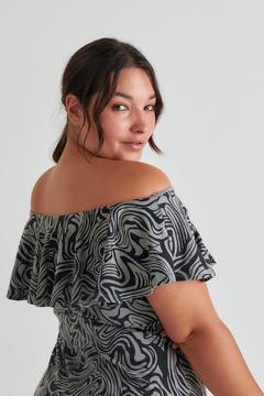 Vestido Spersak Cebra, Vestido de modal con volado en busto - tienda online