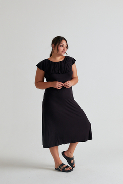 Vestido Spersak Liso, Vestido de modal con volado en busto