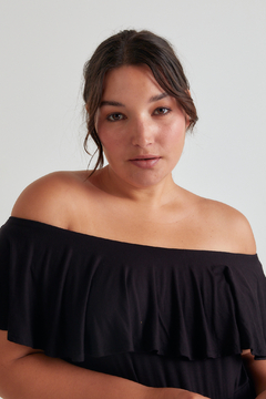 Vestido Spersak Liso, Vestido de modal con volado en busto en internet