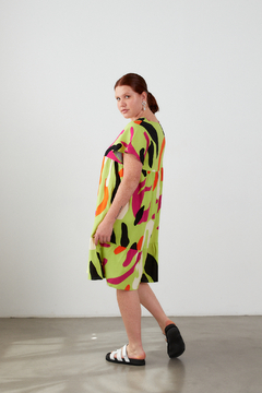 Vestido CALÍOPE, Vestido corto escote en v, con frunces y manga corta - comprar online