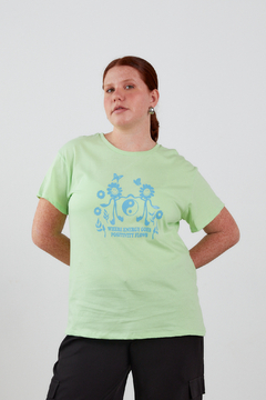 Remera POSITIVITY FLOWS, Remera unisex cuello redondo y manga corta