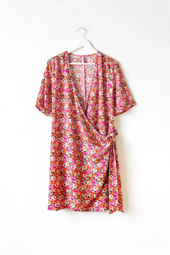 Vestido VALEN, Vestido corto con escote en v cruzado y lazo - comprar online