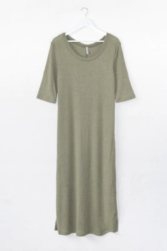 Vestido YUE, Vestido morley largo con mangas 3/4