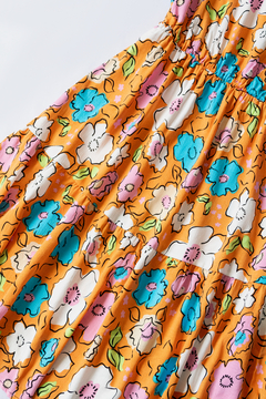 Imagen de Vestido ALEXA, Vestido de lino estampado escote en v, manga 3/4 y volado en ruedo