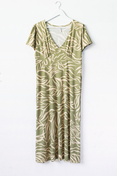 Vestido MAR Animal Print, Vestido largo con recorte en busto y escote en V
