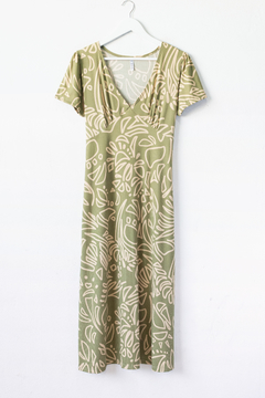 Vestido MAR Estampado, Vestido largo con recorte en busto y escote en V en internet