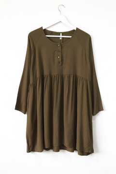 Vestido ANDRA, Vestido amplio, manga larga con frunces y cartera - SYES | Mayorista