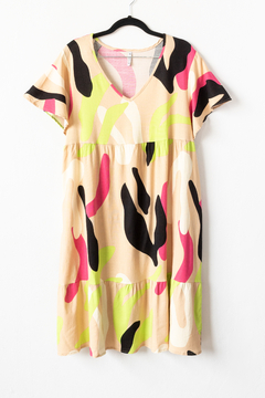 Vestido CALÍOPE, Vestido corto escote en v, con frunces y manga corta en internet