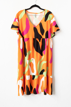 Vestido CALÍOPE, Vestido corto escote en v, con frunces y manga corta en internet