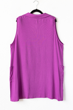 Imagen de Vestido JOSS, Vestido jacket de lino elastizado sin mangas con botones y bolsillos