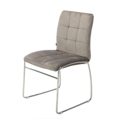 Silla Capitone Pana Gris Claro Base Cromo - P- 9011/GC-T