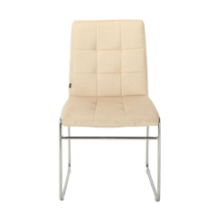 Silla Capitone Pana Beige Base Cromo - P- 9011/BE-T en internet