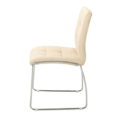 Silla Capitone Pana Beige Base Cromo - P- 9011/BE-T - TRIBECA