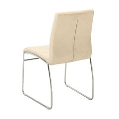 Silla Capitone Pana Beige Base Cromo - P- 9011/BE-T - tienda online