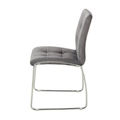 Silla Capitone Pana Gris Oscuro Base Cromo - P- 9011/GO-T - TRIBECA