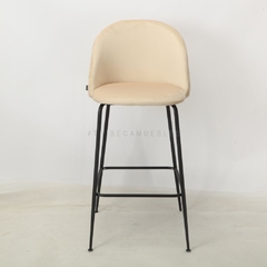 Banqueta Sybil Pana Beige Base Negra - DC903N/BE-T - comprar online