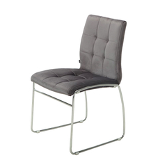 Silla Capitone Pana Gris Oscuro Base Cromo - P- 9011/GO-T