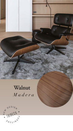 Sillón Miller con Ottomano Walnut & Black EC-015/WBK - TRIBECA