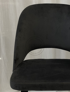 Silla Lotus Gris Oscuro Pana Base Negra - 834N/GO-T - TRIBECA