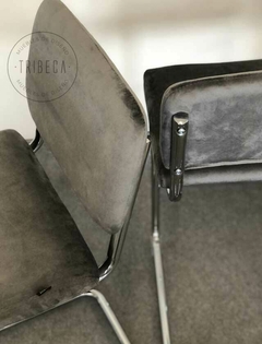 Banqueta Cesca Pana Gris Claro Base Cromo - BQCSK/GC - TRIBECA