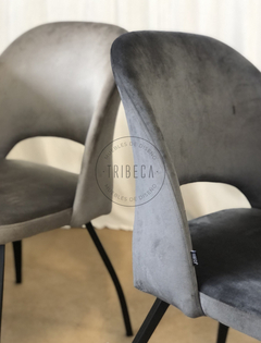 Imagen de Silla Lotus Gris Oscuro Pana Base Negra - 834N/GO-T