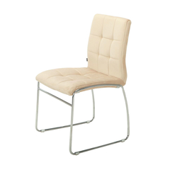 Silla Capitone Pana Beige Base Cromo - P- 9011/BE-T