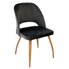 Silla Lotus Gris Oscuro Pana Base Natural - 834/GO-T