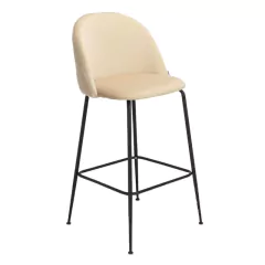 Banqueta Sybil Pana Beige Base Negra - DC903N/BE-T
