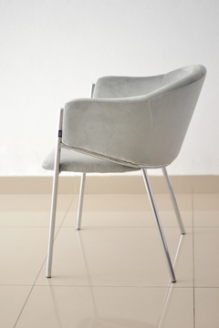 Silla Jane Gris Claro Pana Base Cromo - MR020CR/GC-T - TRIBECA