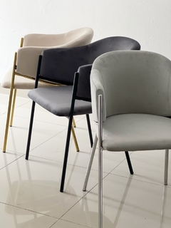 Silla Jane Gris Oscuro Pana Base Negra - MR020N/GO-T - TRIBECA