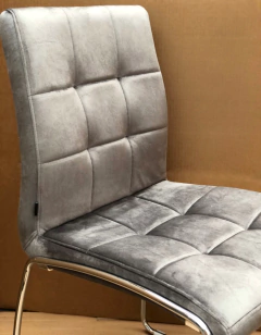 Silla Capitone Pana Gris Claro Base Negra - P-9011N/GC-T - comprar online