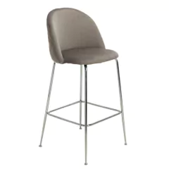 Banqueta Sybil Pana Gris Claro Base Cromo - DC903C/GC-T