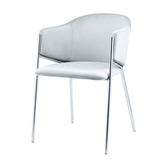 Silla Jane Gris Claro Pana Base Cromo - MR020CR/GC-T