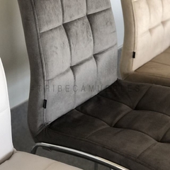 Silla Capitone Pana Gris Oscuro Base Cromo - P- 9011/GO-T - comprar online