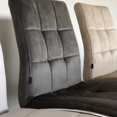 Silla Capitone Pana Gris Oscuro Base Cromo - P- 9011/GO-T en internet