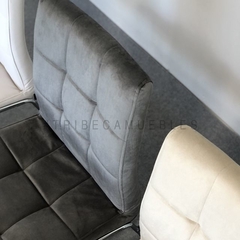 Silla Capitone Pana Gris Oscuro Base Cromo - P- 9011/GO-T - TRIBECA