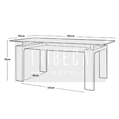 Mesa Lounna Base Blanca 180 - RT-192/LB - comprar online