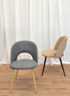 Silla Myra Gris Claro Chenille Base Natural - S-35M/GC - TRIBECA