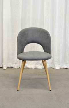 Silla Myra Gris Claro Chenille Base Natural - S-35M/GC - tienda online