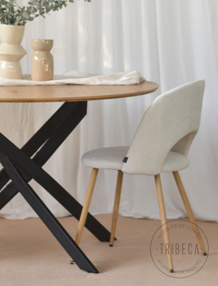 Silla Myra Beige Chenille Base Natural - S-35M/BE en internet