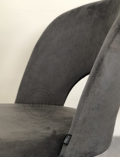 Silla Myra Gris Oscuro Pana Base Negra - S-35N/GO-T - tienda online